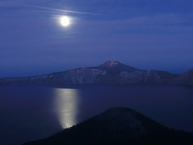Full Moon with Reflection on Crater Lake