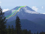 Route - Ascent is yellow, descent is green