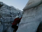 Ice Climbing in a Crevasse
